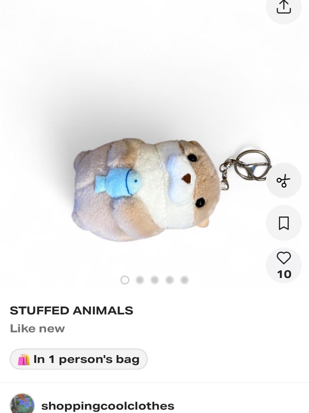 Plush Otter Keychain with Blue Fish